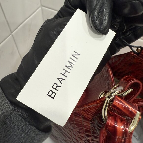 NWT Brahmin Adrian Radiant Red Melbourne Embossed Leather Satchel - CHRISTMAS! - Picture 9 of 13